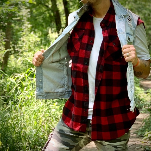 Fear of God FOG Sleeveless cutoff flannel longline - Picture 3 of 9